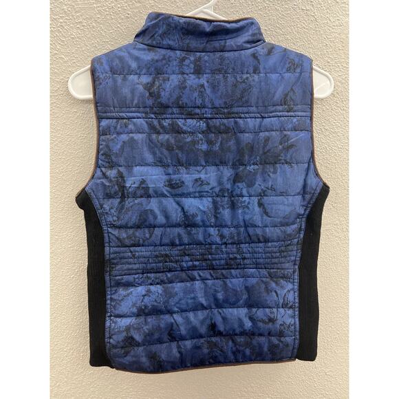 Juniors Chocolate Vest Size Medium Blue Floral Sleeveless Zip Up - Picture 12 of 16